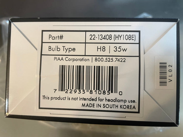 PIAA 22-13408 Solar Yellow H8 light bulb, 2500K, 12V 35W, 2-pack, enhances visibility in foggy conditions with bright yellow light.
