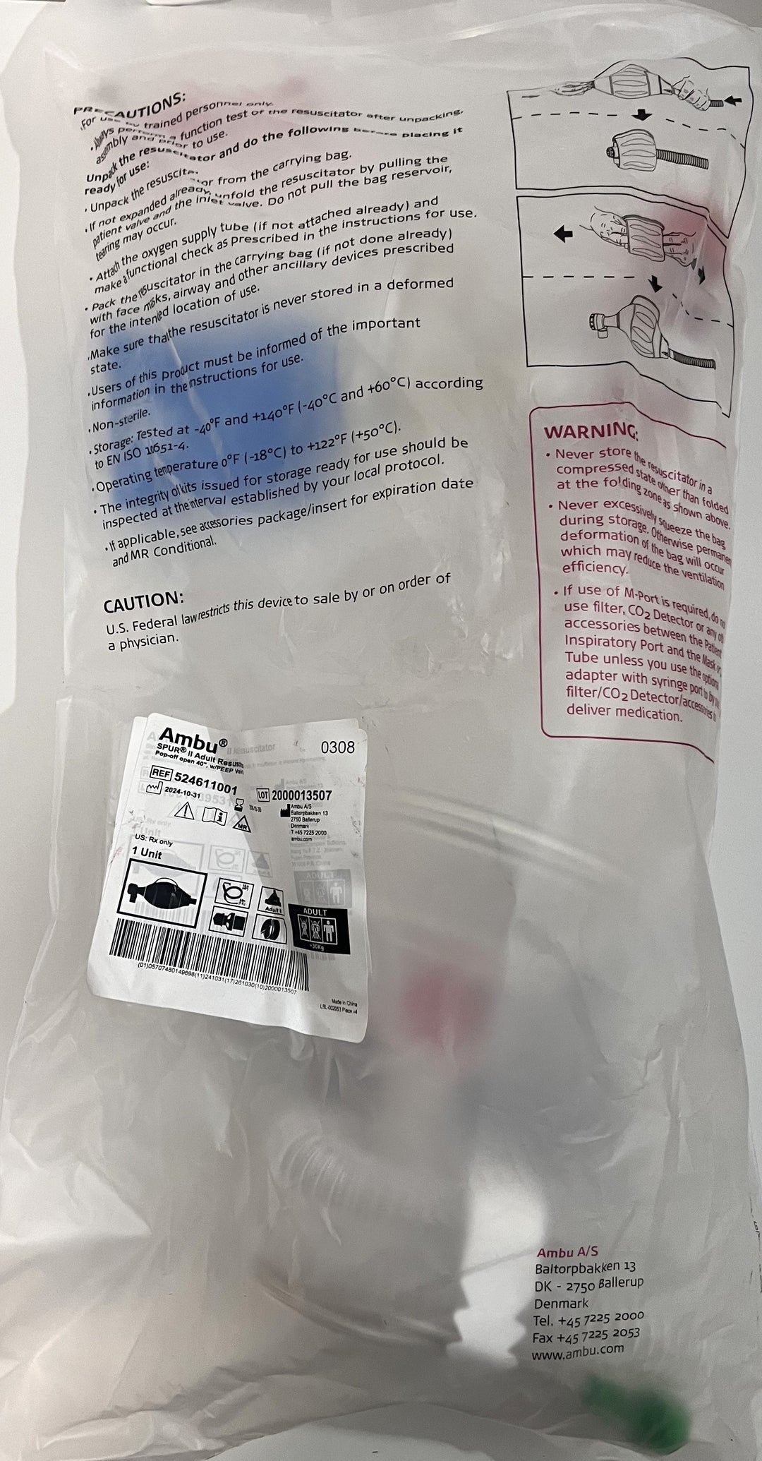 Ambu 524611001 Spur II Adult Resuscitator (6-Pack) – Single-Use BVM