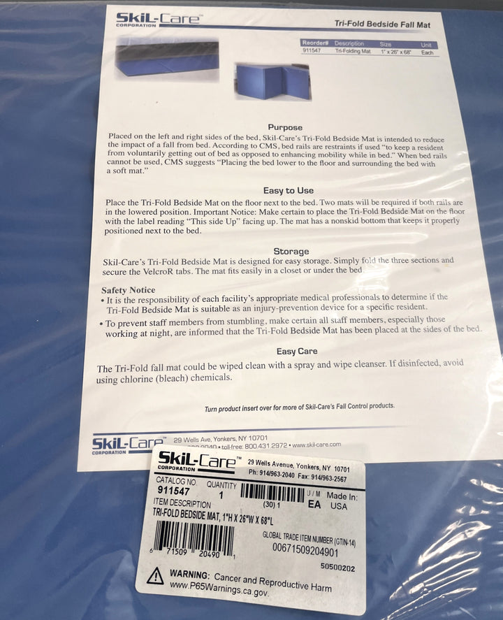 Skil-Care 911547 Tri-Fold Bedside Mat, 1" H x 26" W x 68" L