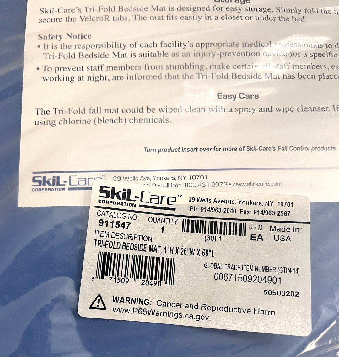 Skil-Care 911547 Tri-Fold Bedside Mat, 1" H x 26" W x 68" L