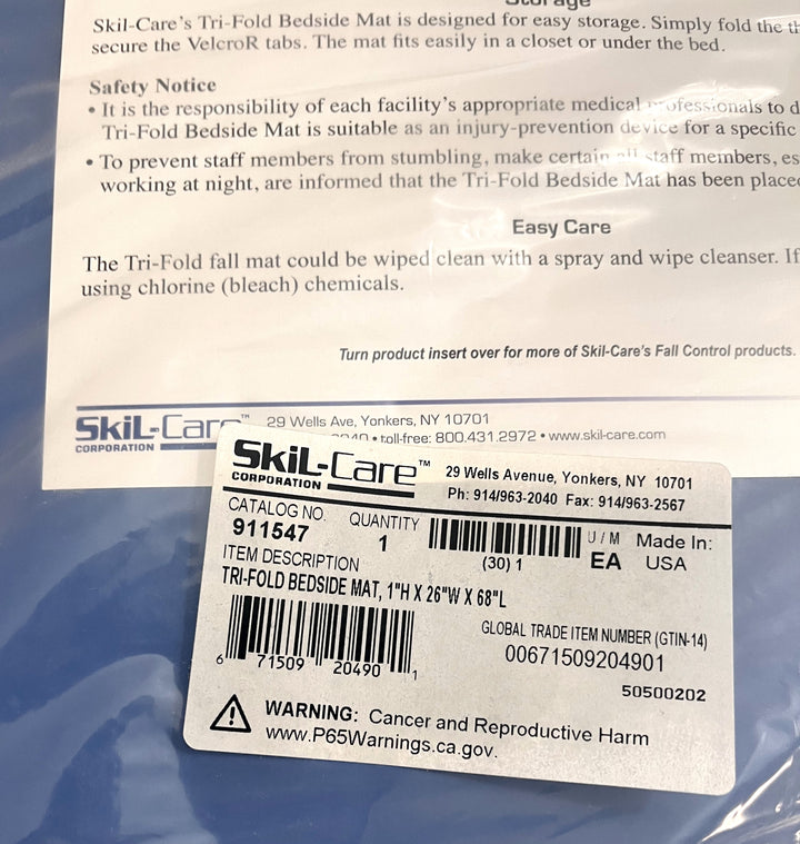 Skil-Care 911547 Tri-Fold Bedside Mat, 1" H x 26" W x 68" L