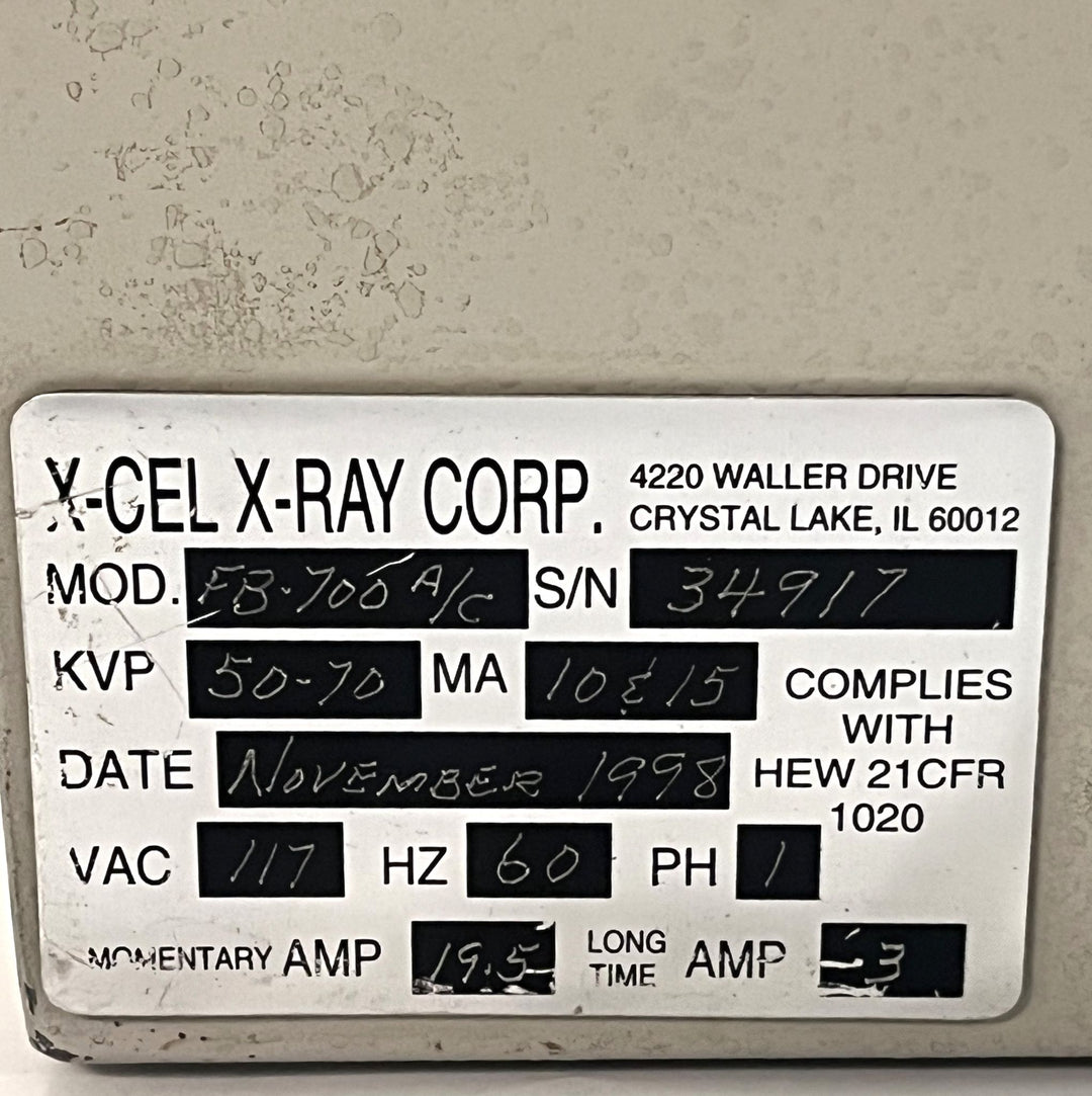 Pre-Owned X-Cel X-Ray FB-700 A/C Podiatry X-Ray Machine