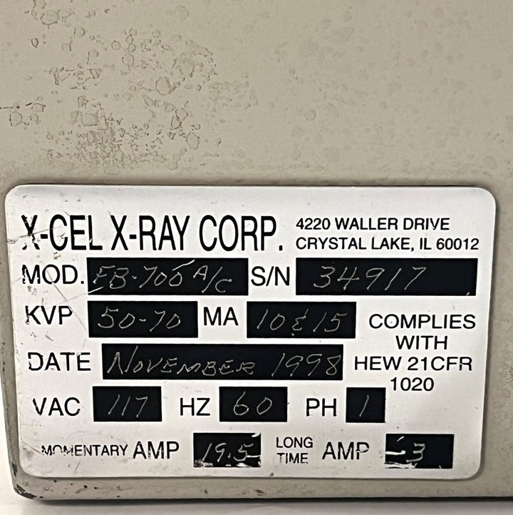 Pre-Owned X-Cel X-Ray FB-700 A/C Podiatry X-Ray Machine