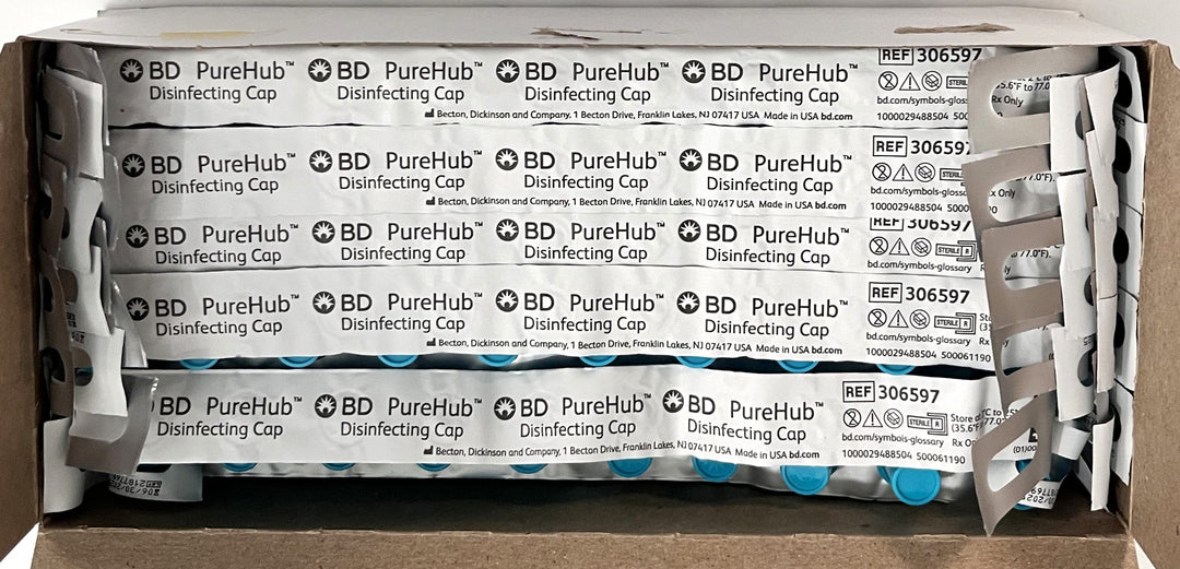 PureHub 306597 Disinfecting Cap (300-Pack) ensures sterile protection for needleless connectors.