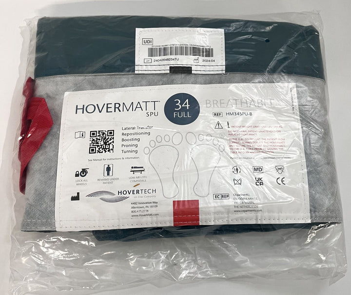 HoverMatt SPU Mattress: 34" W x 78" L. Designed for patient transfer, providing comfort, safety, and ease of use.