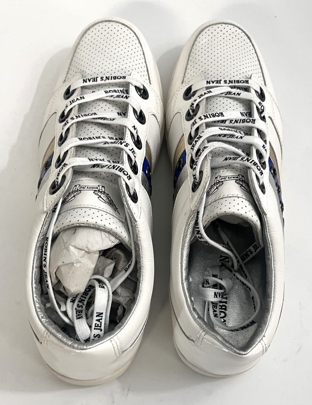 Men's Maddox White Sneakers w/Silver, Blue, Gold