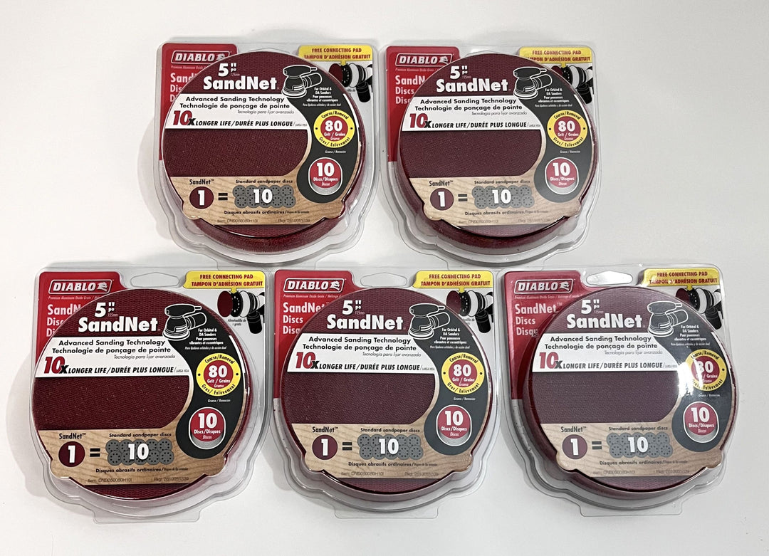 Diablo DND050080H10I 80 Grit Sanding Discs 5' (5-Packs of 10 Discs)