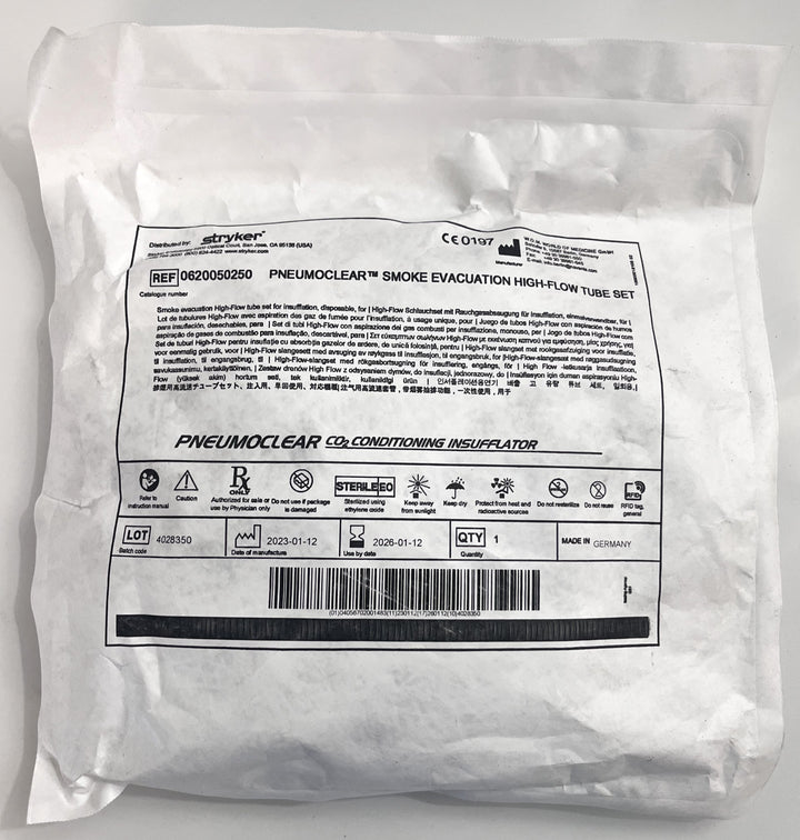 Stryker 0620050250 Pneumoclear Smoke Evacuation High Flow Tube Set.