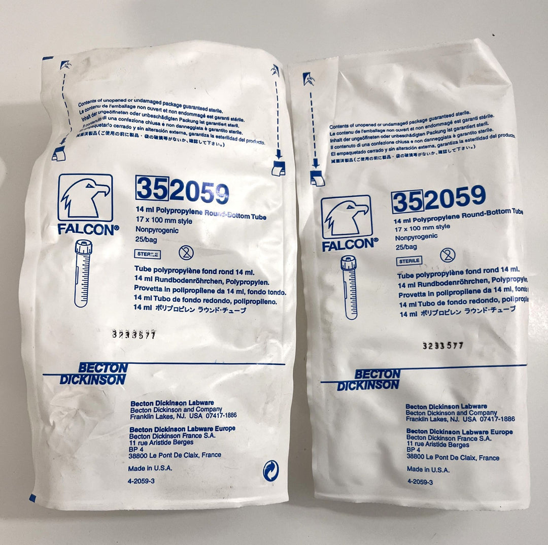 Falcon 352059 14mL Round-Bottom Tubes, 17x100mm, (2-Bag Lot)