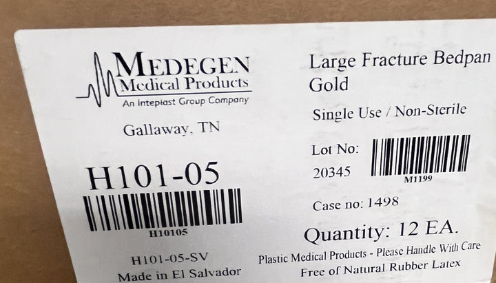 Medegen Large Fracture Bedpan Gold, Disposable Plastic (12-Pack)