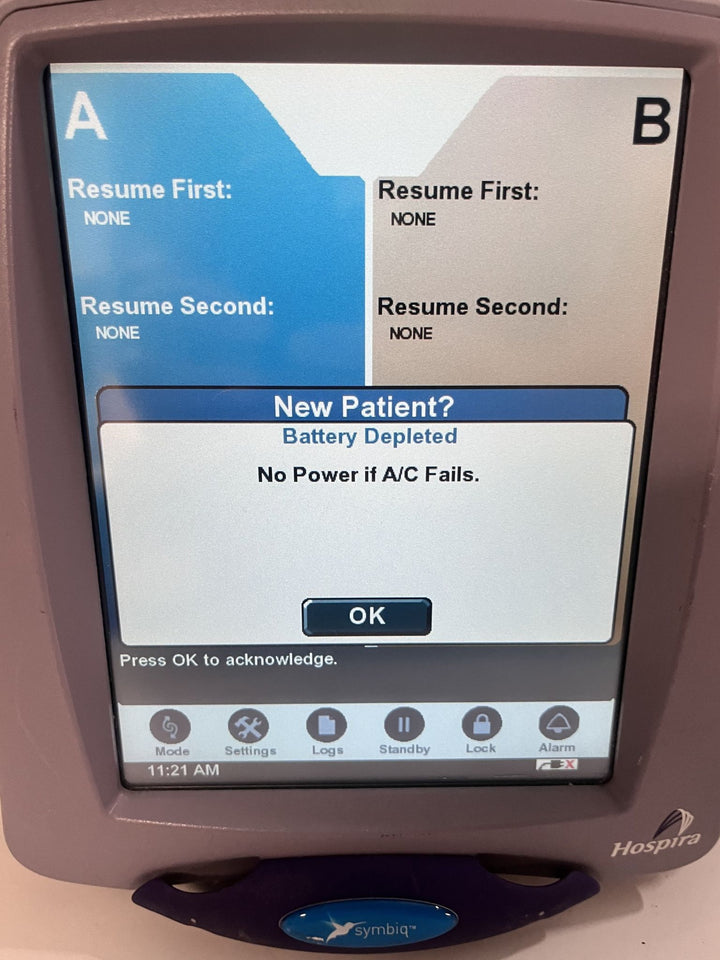 Pre-Owned Hospira Symbiq IPX1 Dual Channel Infusion Pump System AS-IS. NO RETURNS.