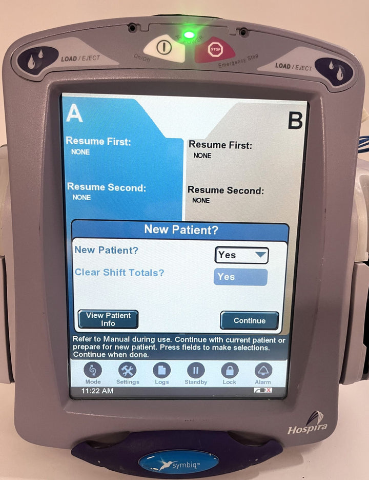 Pre-Owned Hospira Symbiq IPX1 Dual Channel Infusion Pump System AS-IS. NO RETURNS.