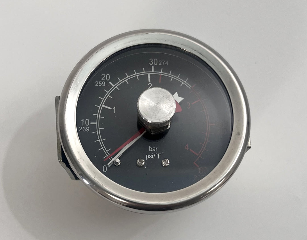 RPI Pressure Gauge TUG012 for Tuttnauer Autoclave, 2.5" dial, reads 0–60 PSIG, replacement part.