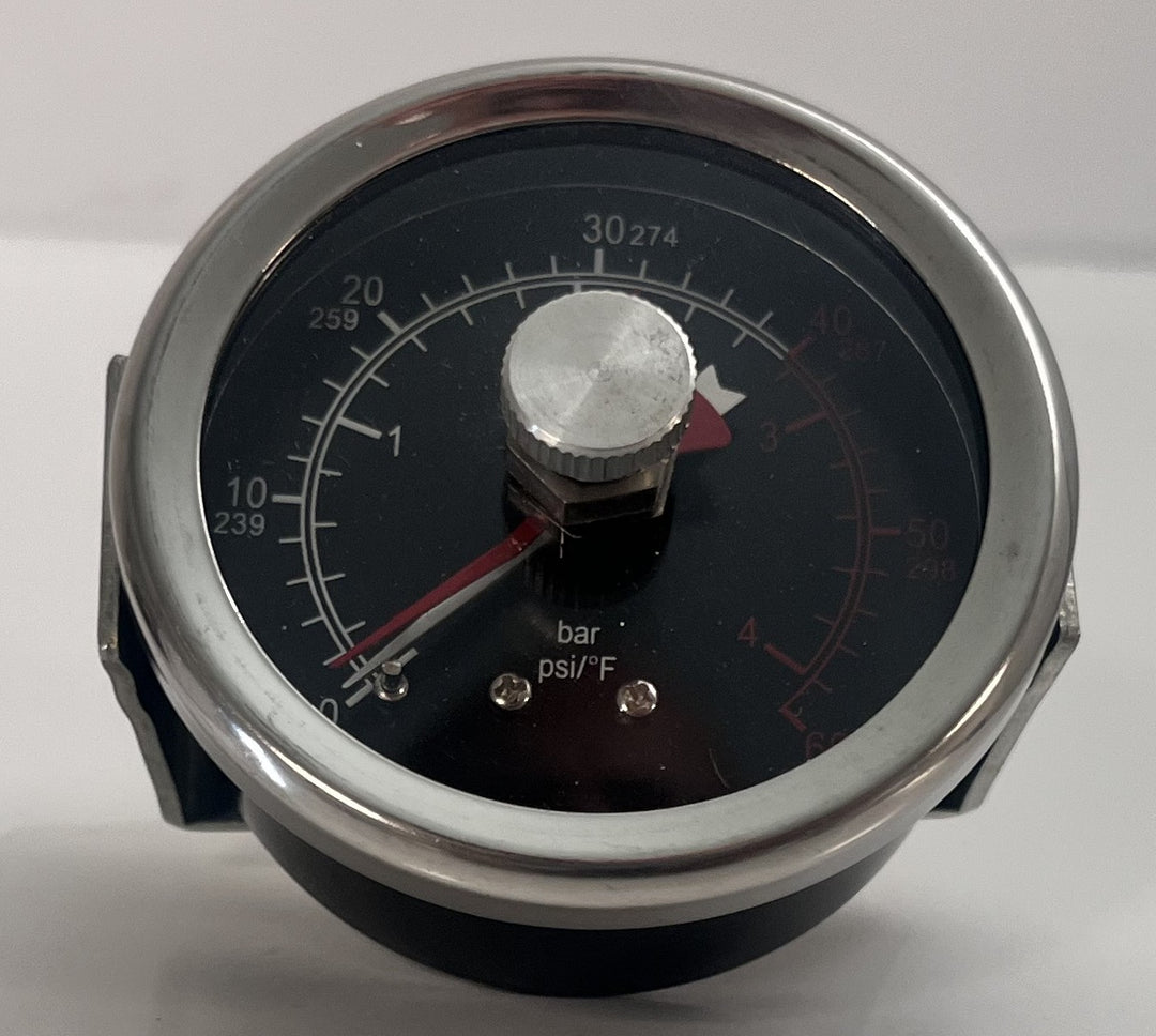 RPI Pressure Gauge TUG012 for Tuttnauer Autoclave, 2.5" dial, reads 0–60 PSIG, replacement part.