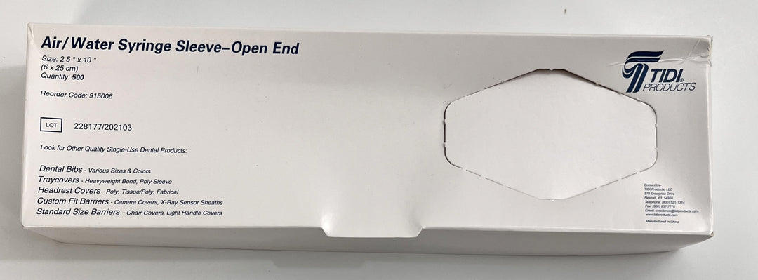 TiIDI 915006 Air / Water Syringe Sleeve - Open End (500/Box)
