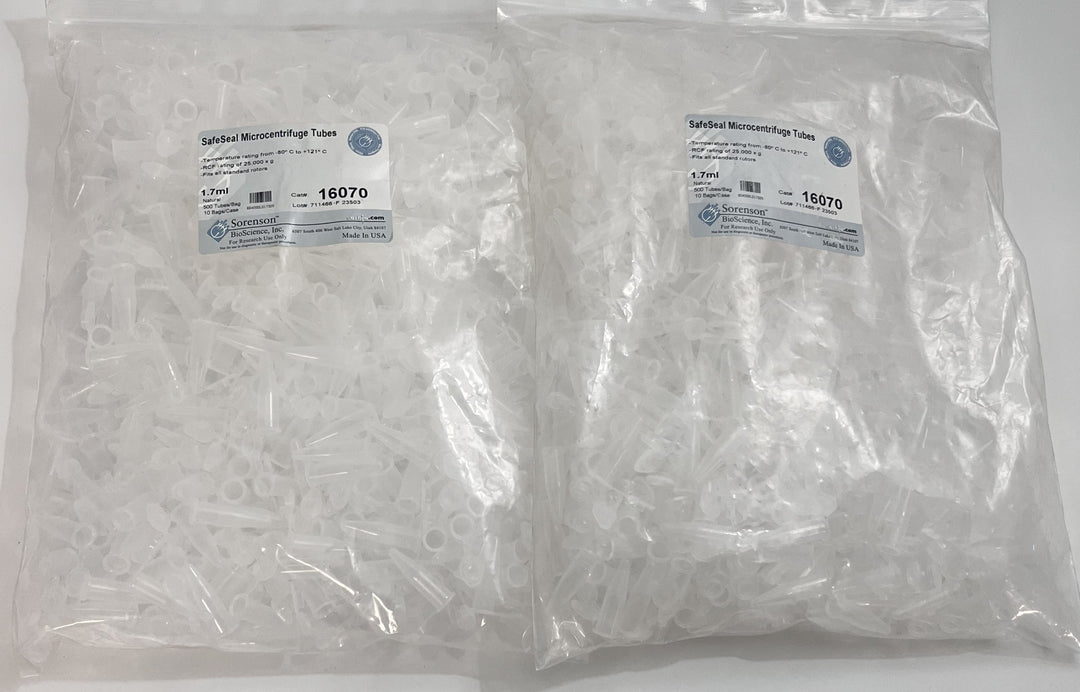 Sorenson SafeSeal 1.7 mL Microcentrifuge Tubes 1,000 Pieces (2 × 500/Bag)