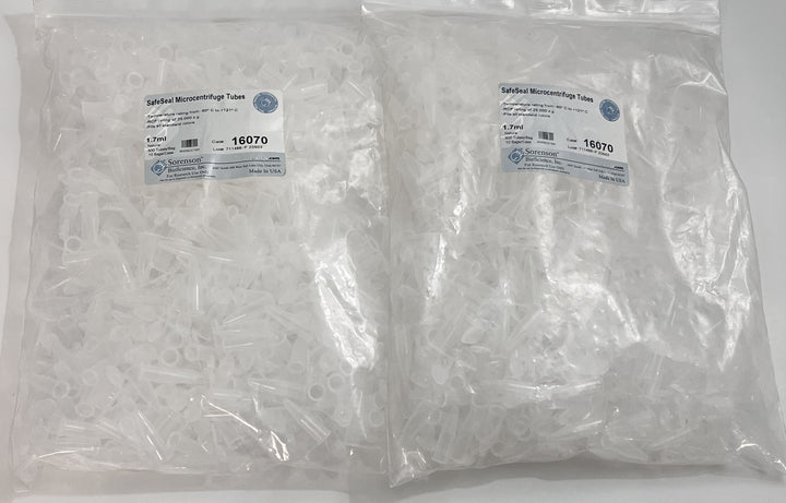 Sorenson SafeSeal 1.7 mL Microcentrifuge Tubes 1,000 Pieces (2 × 500/Bag)