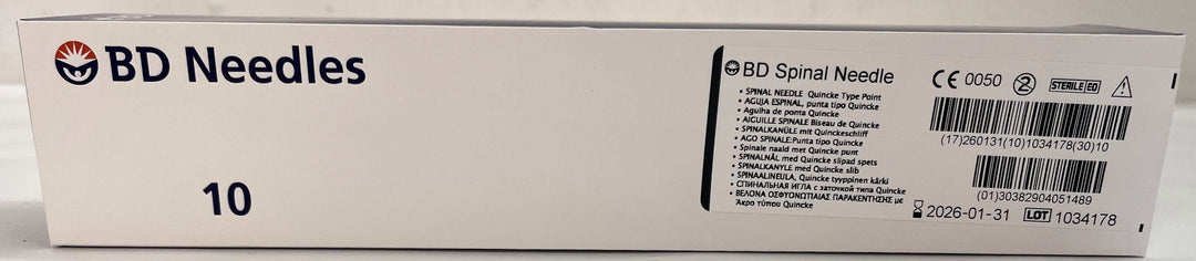 10-pack of 405148 22G x 5" spinal needles, designed for spinal procedures.
