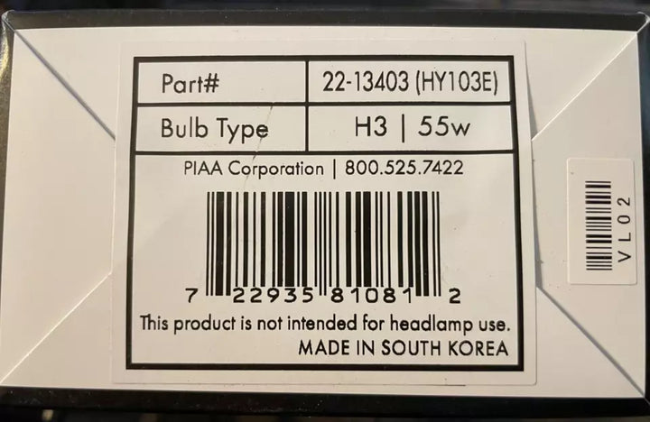 PIAA 22-13403 Solar Yellow H3 light bulb, 2500K, 12V 55W, 2-pack, ideal for improved visibility in foggy or low-light conditions.