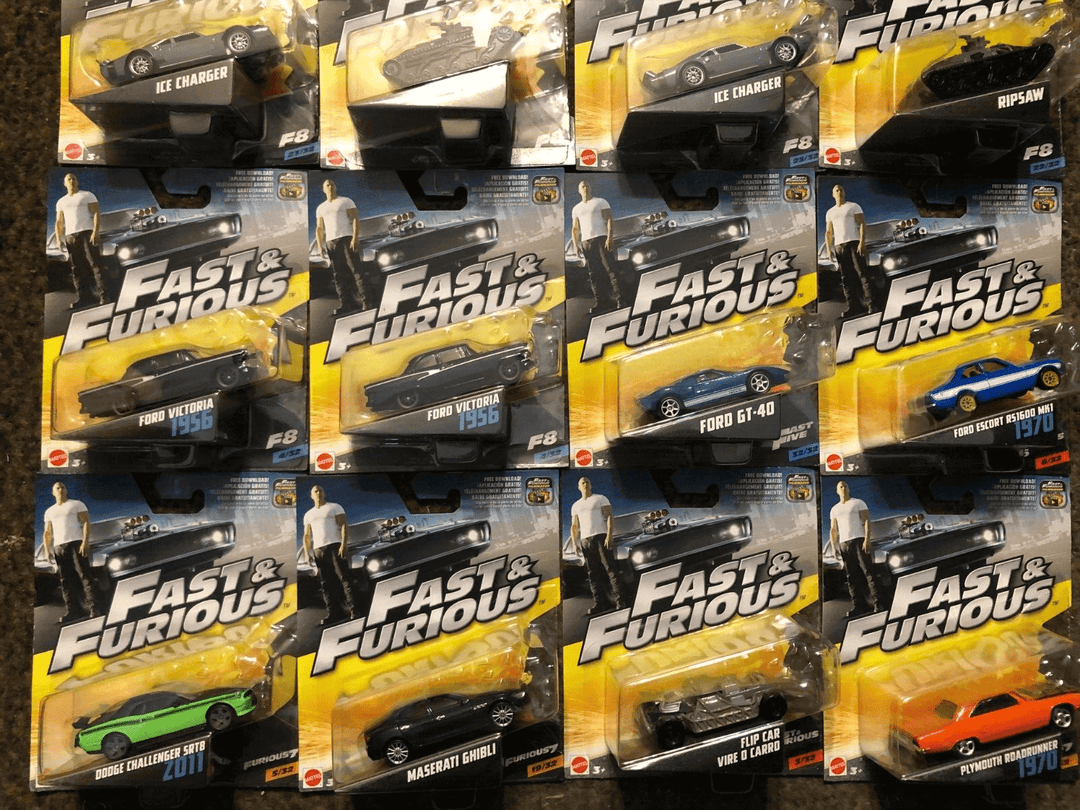 16x Fast & Furious Diecast Cars Mattel 1:55 scale, collectible vehicle lot for enthusiasts.