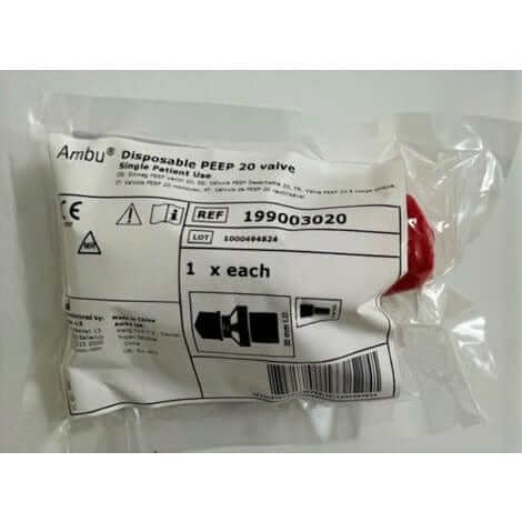 Ambu Disposable PEEP Valve (20-Pack), 30 mm I.D., for reliable ventilation support.