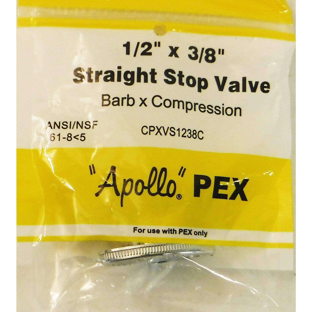Apollo CPXVS1238C PEX Straight Stop Valve 1/2" x 3/8"