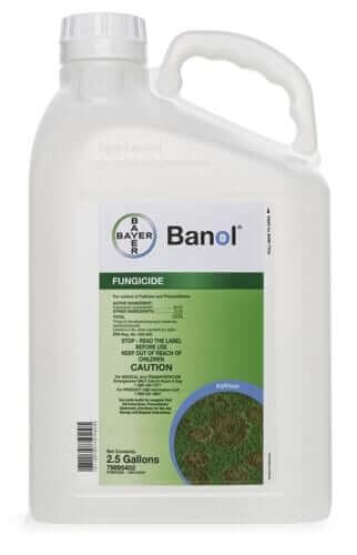 Bayer Banol Fungicide, 2.5-gallon, provides effective disease control for turfgrass, fast-acting formula, ideal for commercial use.