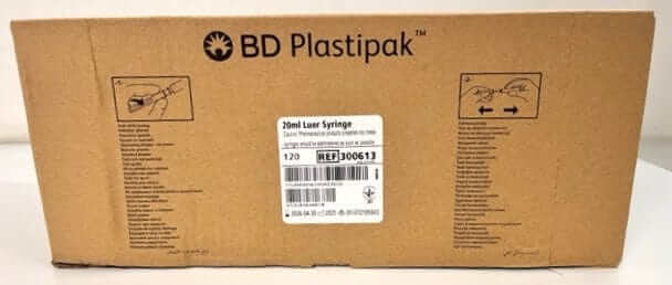 BD 300613 Plastipak 20ml Luer Syringe  (120/Box)