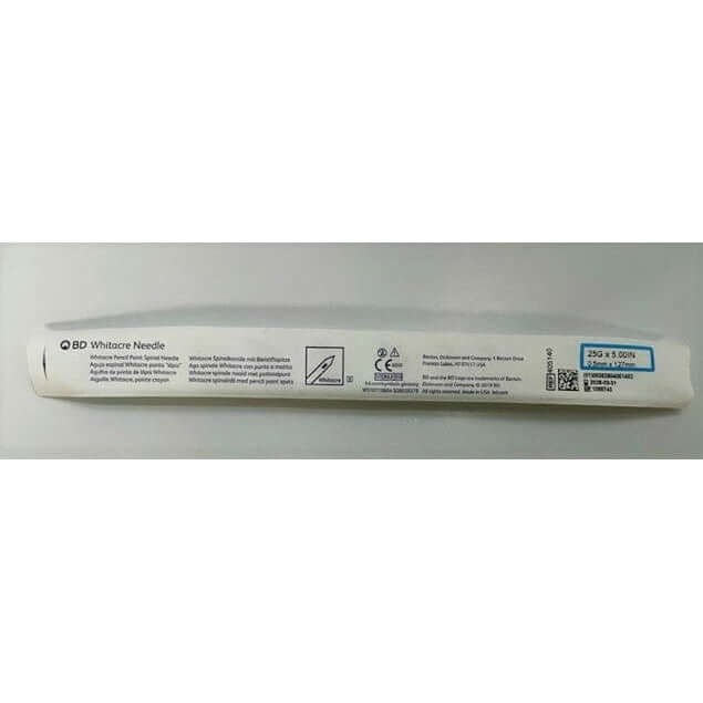 10-pack of BD 405140 Whitacre 25G x 5.0" spinal needles, pencil point, sterile.