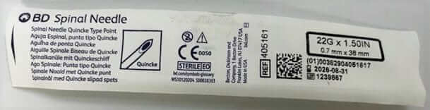 405161 Spinal Needle 22G x 1.5" (25-Pack)