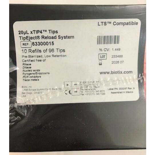 Biotix 20μL xTip4 Tip Eject Reload System 63300015 - 10 Refills of 96 Tips