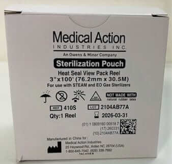 Medical Action Sterilization Pouch 3" x 100' 410S (8/Case)
