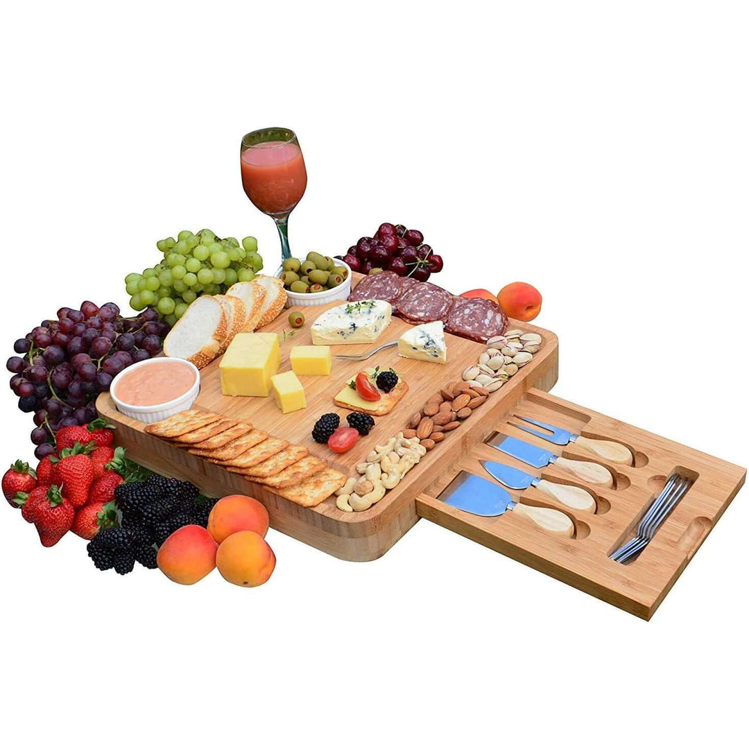 MEHF-MART Natural Bamboo Cheese Board Set