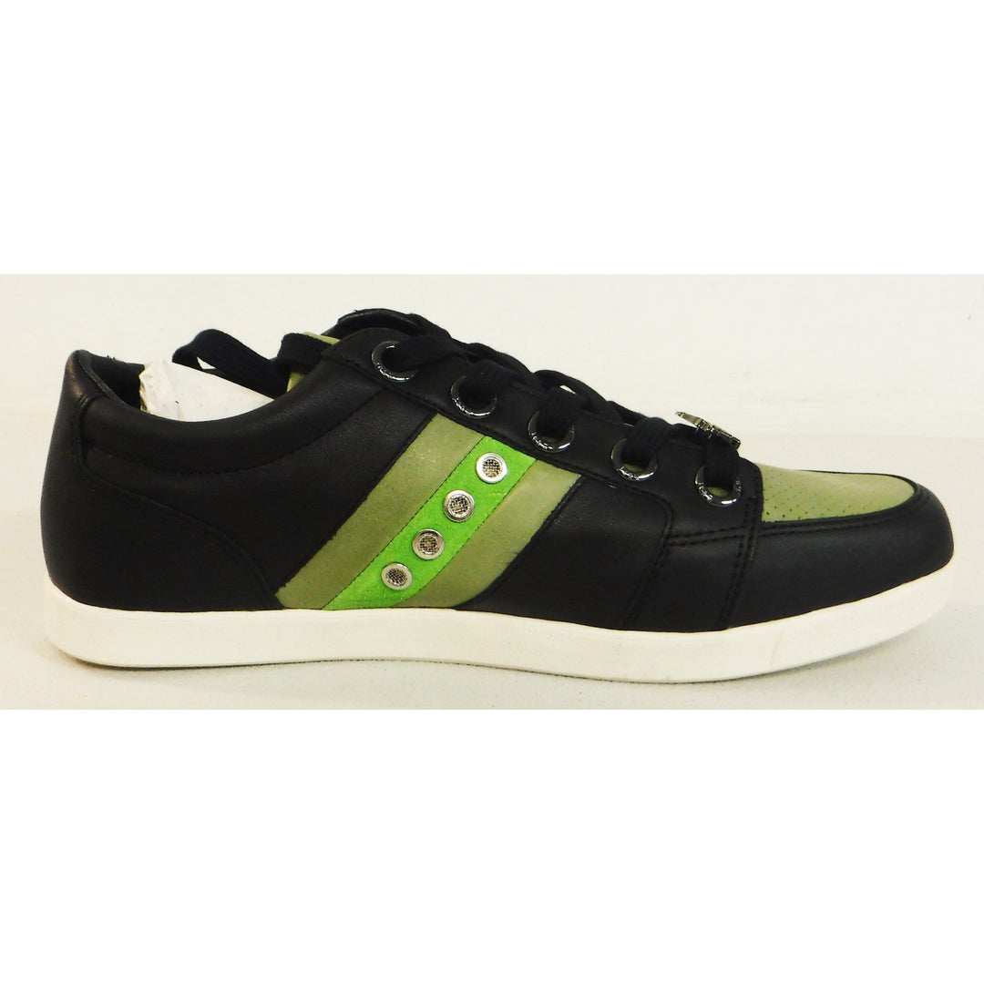 Men's Maddox Black Fashion Sneakers w/Green Stripes