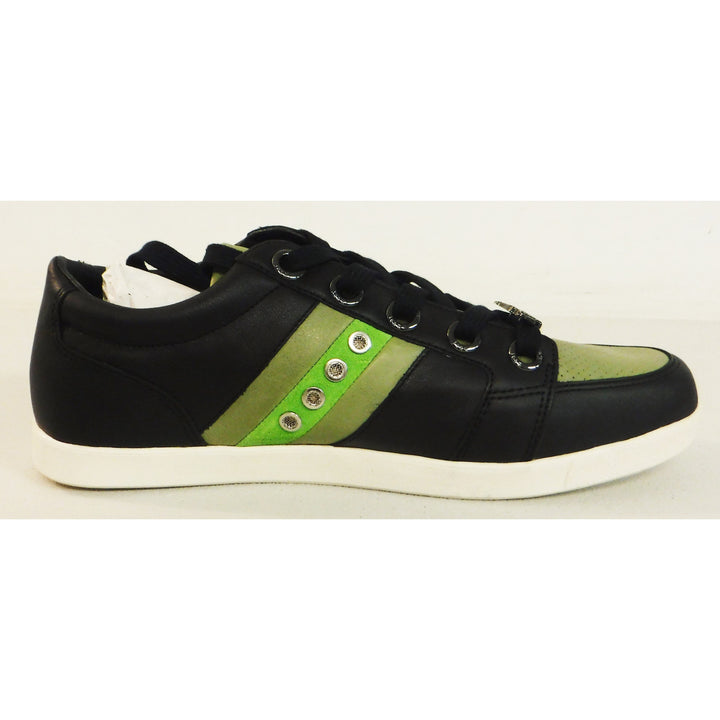 Men's Maddox Black Fashion Sneakers w/Green Stripes