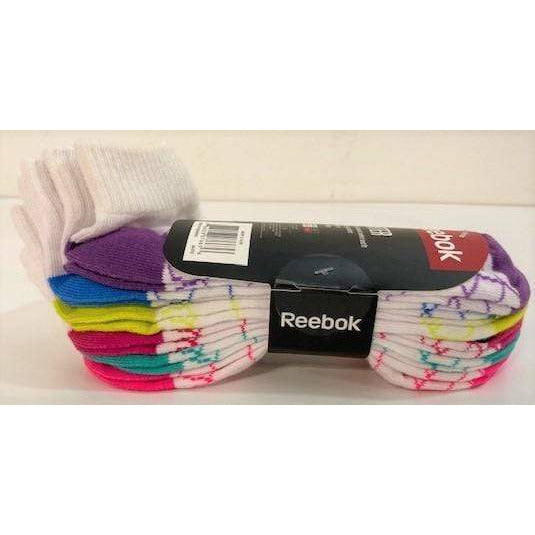 Reebok 6-Pack Ladies Quarter Cut Performance Socks with comfort toe seam and reinforced heel.