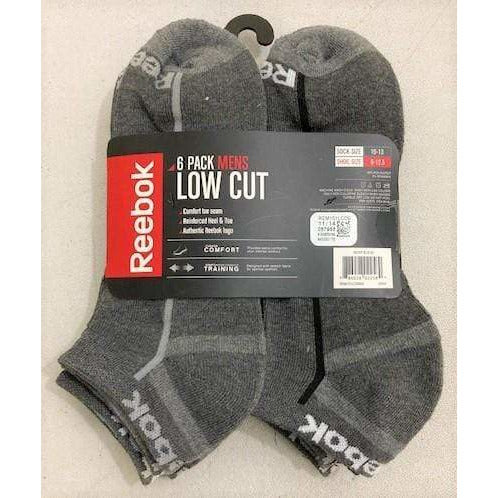 Reebok 6-Pack Mens Low Cut Performance Socks, Gray, Shoe Size 6-12.5