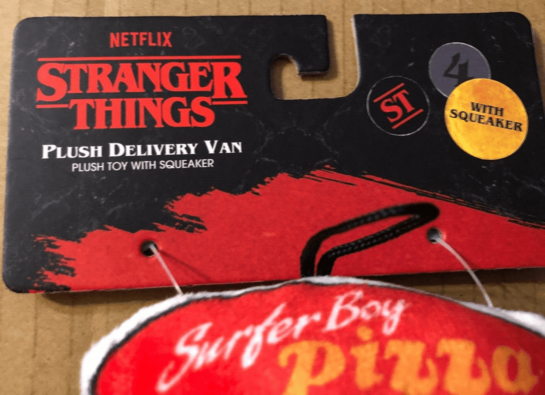 Stranger Things Surfer Boy Pizza Van Plush Dog Toy Squeakers