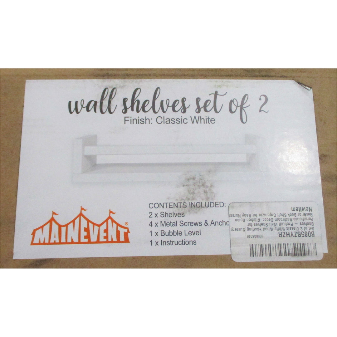 Wall Shelves Classic White Finish (Set of 2)