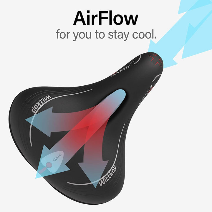 Wittkop Comfort Gel Bike Seat with Innovative 3 Zone Concept I Soft Padded Bicycle seat for Men and Women, Wide Bike Saddle for Exercise in- & Outdoor