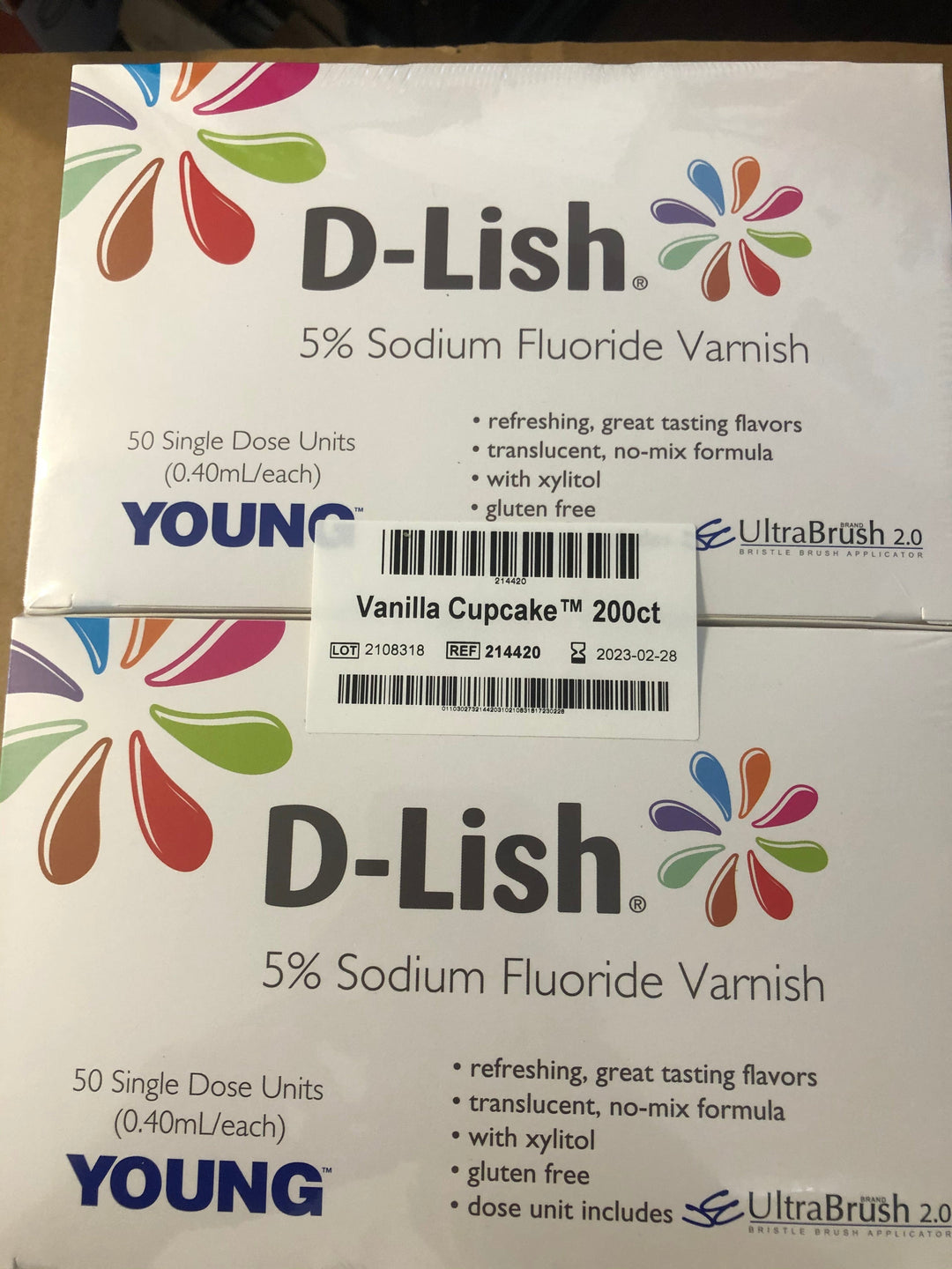 Young 214420 D-Lish 5% Sodium Fluoride Varnish, Vanilla Cupcake (Pack of 200)