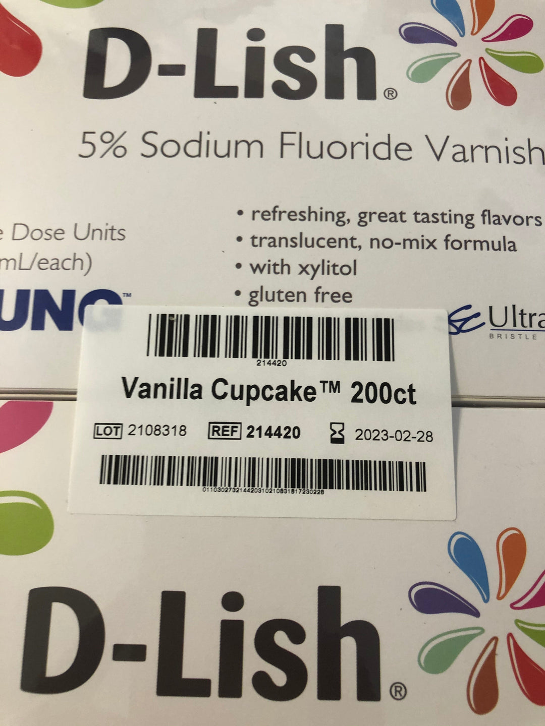 Young 214420 D-Lish 5% Sodium Fluoride Varnish, Vanilla Cupcake (Pack of 200)