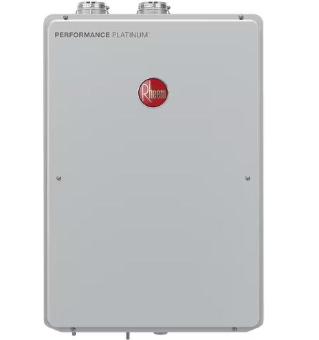 The Rheem Performance Platinum ECOH180DVLN-2 is a natural gas tankless water heater offering continuous hot water and energy efficiency