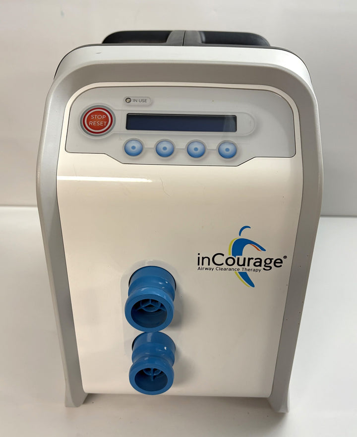 RespirTech InCourage ICS 1M US A airway therapy system with white and gray housing, blue hose ports, display, and control buttons
