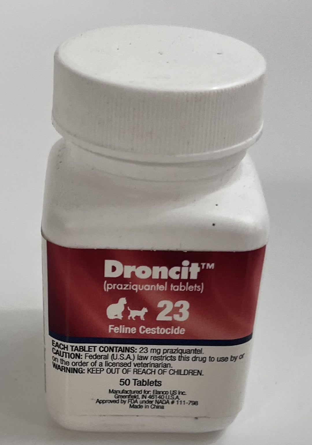 Droncit 23 mg for Cats – Praziquantel Tablets (50 Count) | Exp 05/2027
