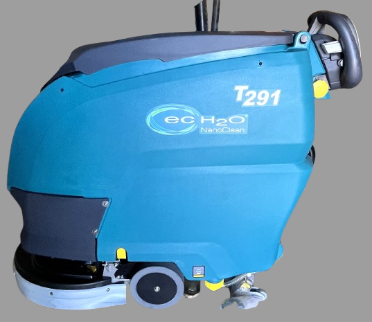 Tennant T291 Small Walk-Behind Scrubber—compact, maneuverable floor cleaner with efficient scrubbing power.