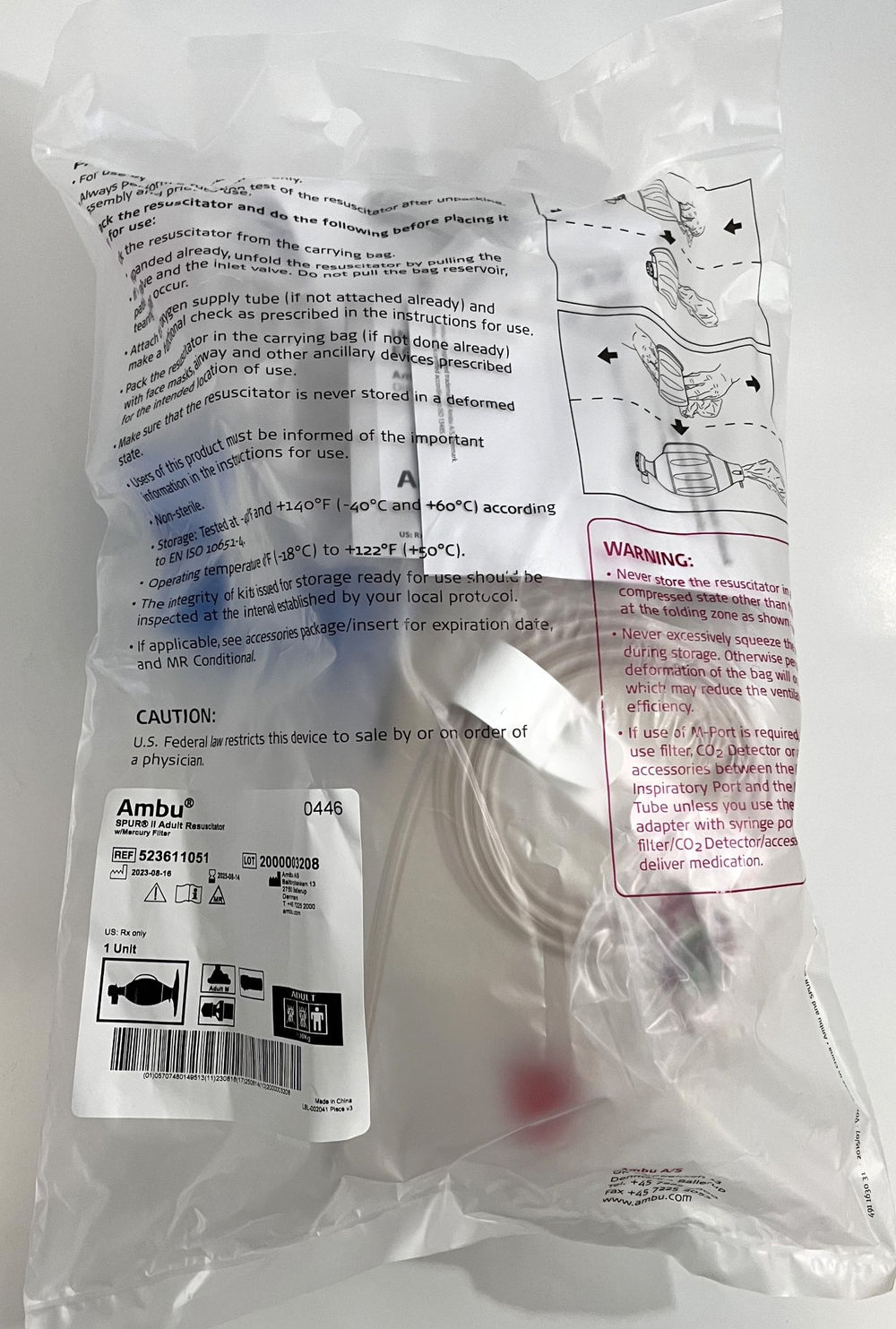 Ambu 523611051 Spur II Adult Resuscitator w/Mercury Filter (6-Pack)