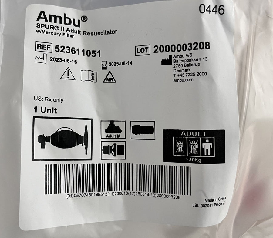 Ambu 523611051 Spur II Adult Resuscitator w/Mercury Filter (6-Pack)