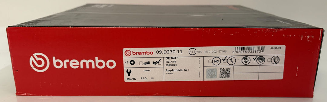 Brembo 09.D270.11 Prime UV Coated Rear Disc Brake Rotor - Cadillac CTS (2008–2014)