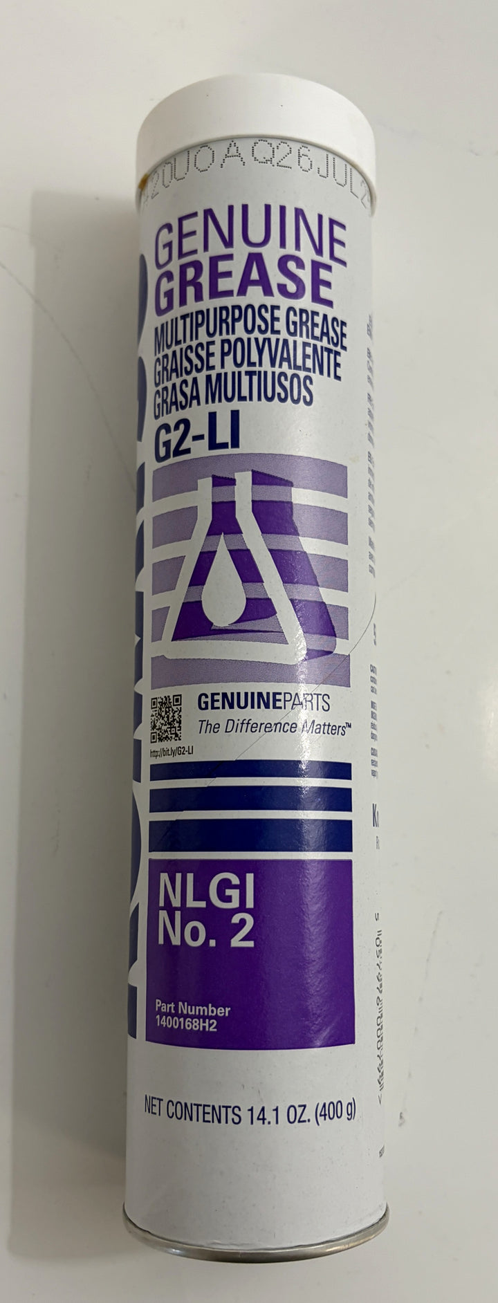 Komatsu Genuine Grease G2-LI multipurpose lithium EP grease tube, NLGI No. 2, part number 1400168H2, 14.1 oz container